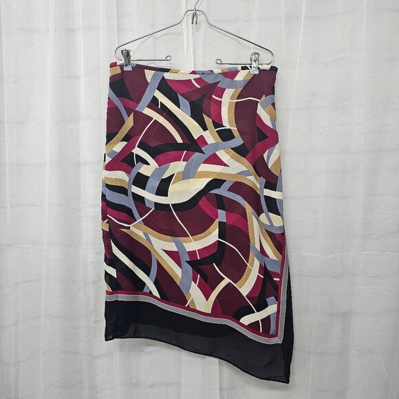 Vintage Beliza Burgundy Black Asymmetrical Skirt Artsy Retro 10 - Picture 1 of 9